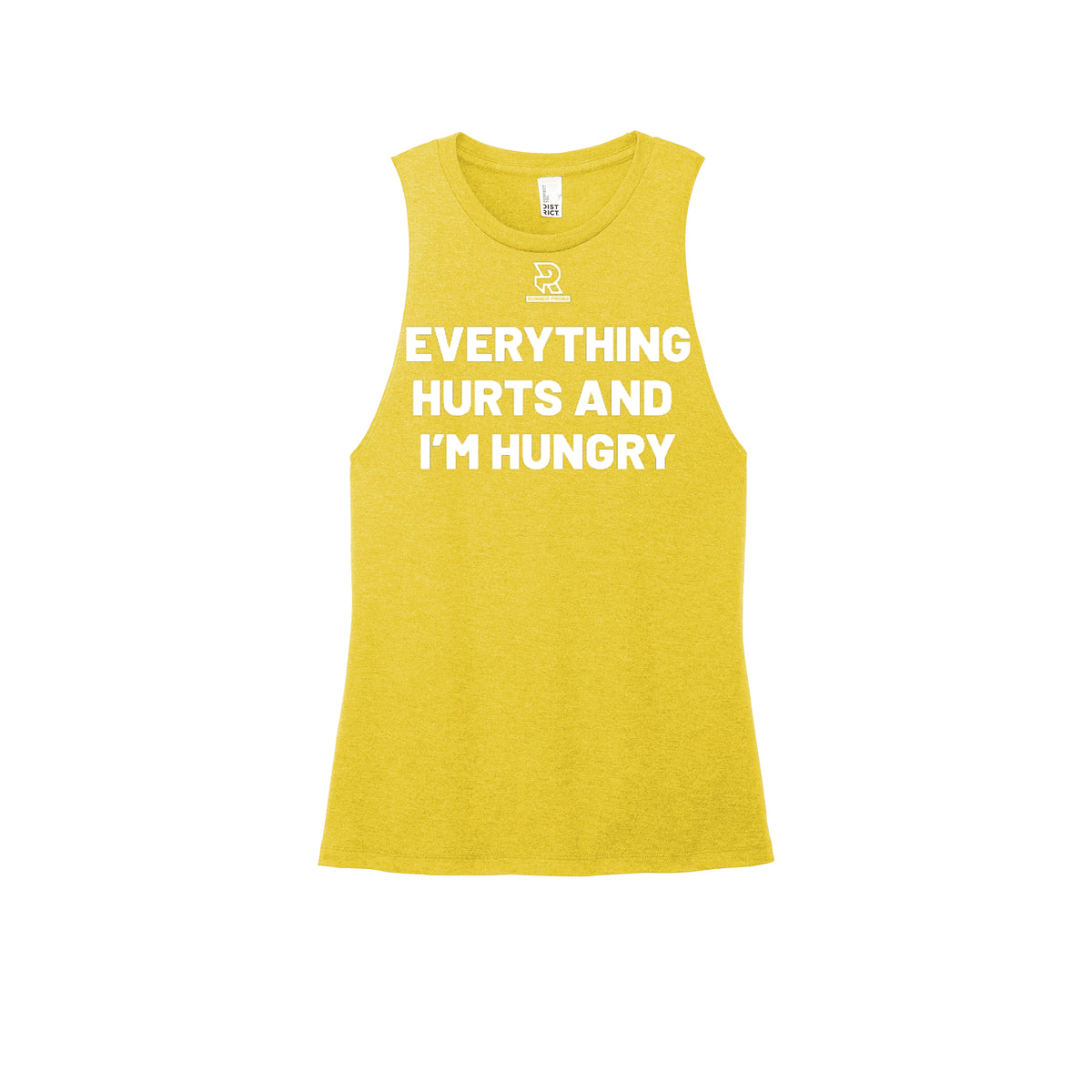 EVERYTHING HURTS AND I'M HUNGRY (White) - Womens Perfect Tri Muscle Tank