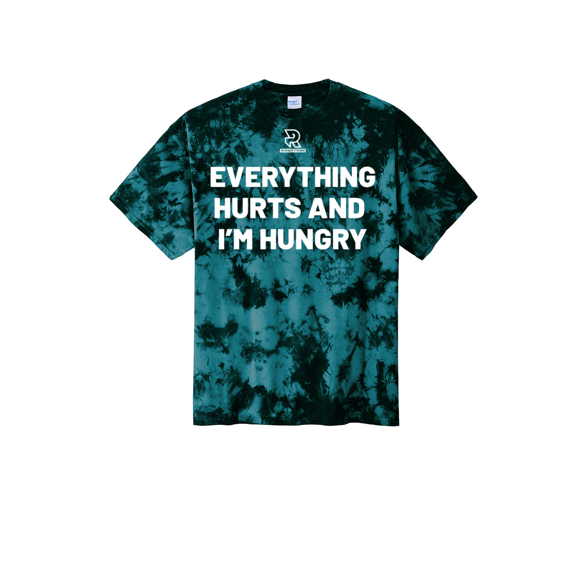 EVERYTHING HURTS AND I'M HUNGRY (White) - Short Sleeve Tie Dye Cotton Tee