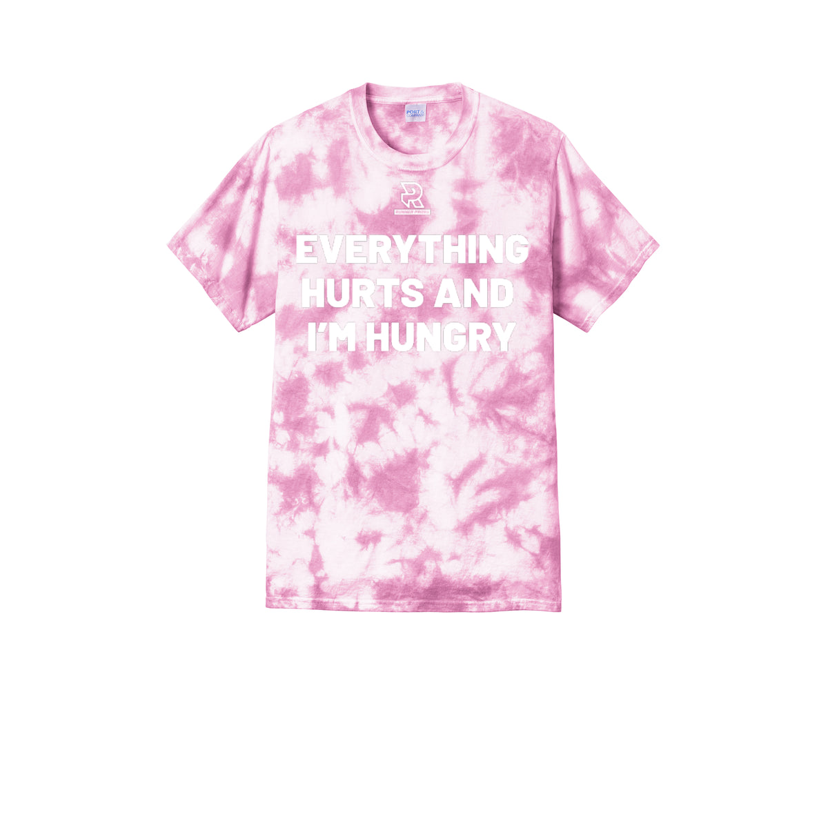 EVERYTHING HURTS AND I'M HUNGRY (White) - Short Sleeve Tie Dye Cotton Tee