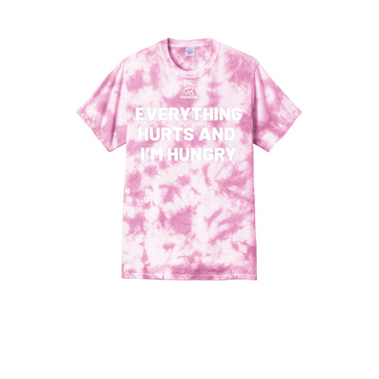 EVERYTHING HURTS AND I'M HUNGRY (White) - Short Sleeve Tie Dye Cotton Tee