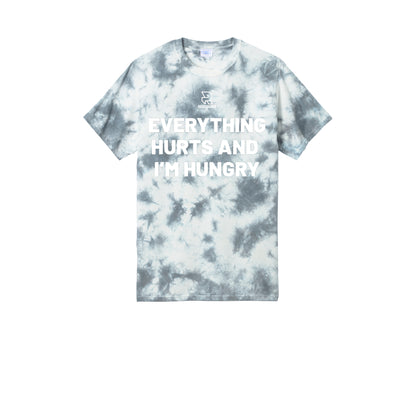 EVERYTHING HURTS AND I'M HUNGRY (White) - Short Sleeve Tie Dye Cotton Tee