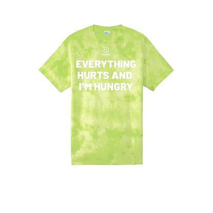 EVERYTHING HURTS AND I'M HUNGRY (White) - Short Sleeve Tie Dye Cotton Tee