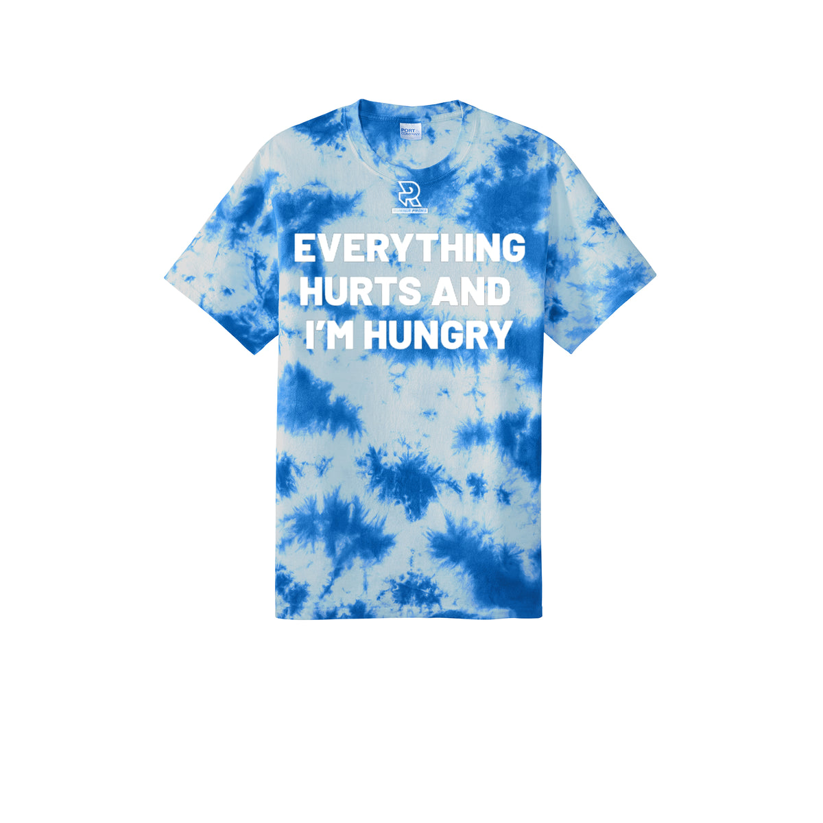 EVERYTHING HURTS AND I'M HUNGRY (White) - Short Sleeve Tie Dye Cotton Tee