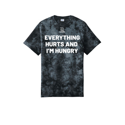 EVERYTHING HURTS AND I'M HUNGRY (White) - Short Sleeve Tie Dye Cotton Tee