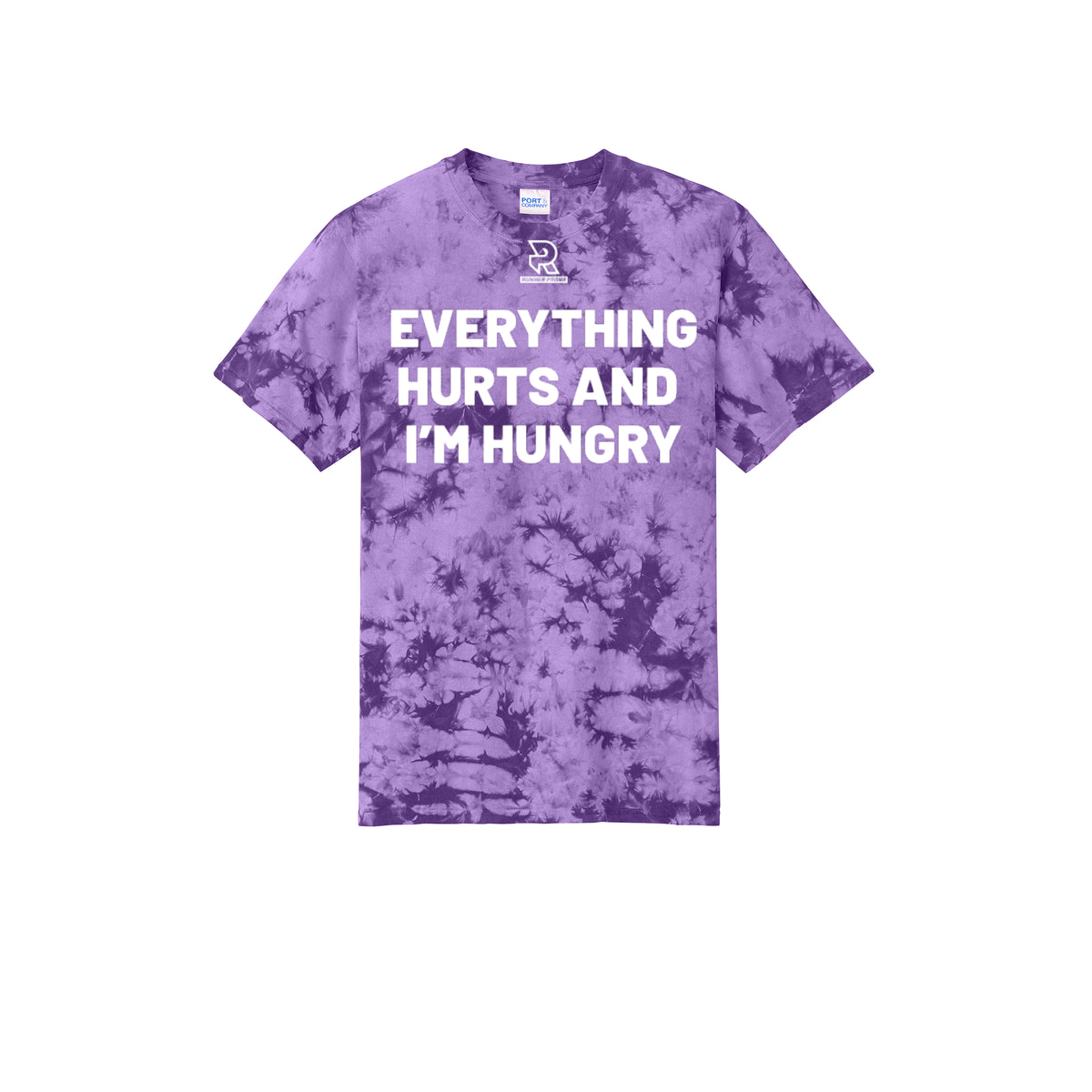 EVERYTHING HURTS AND I'M HUNGRY (White) - Short Sleeve Tie Dye Cotton Tee