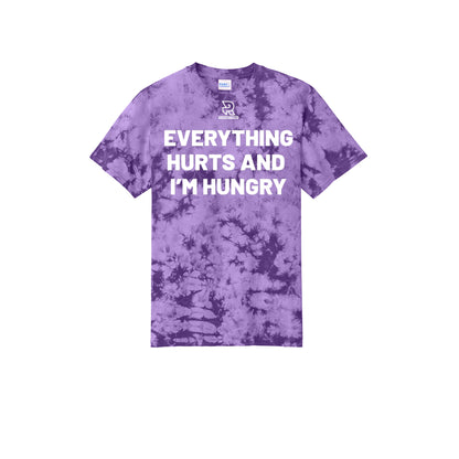 EVERYTHING HURTS AND I'M HUNGRY (White) - Short Sleeve Tie Dye Cotton Tee