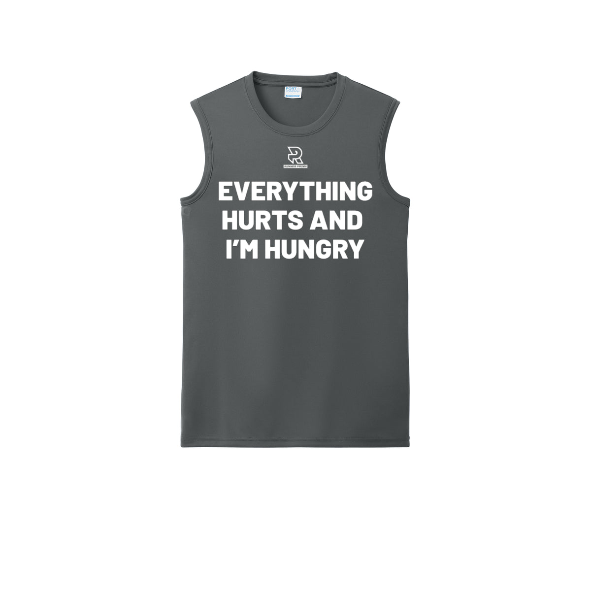 EVERYTHING HURTS AND I'M HUNGRY (White) - Sleeveless Performance Tee