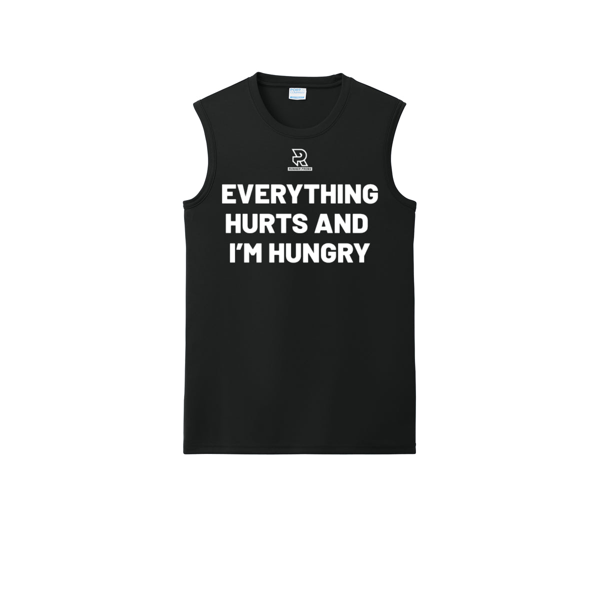 EVERYTHING HURTS AND I'M HUNGRY (White) - Sleeveless Performance Tee