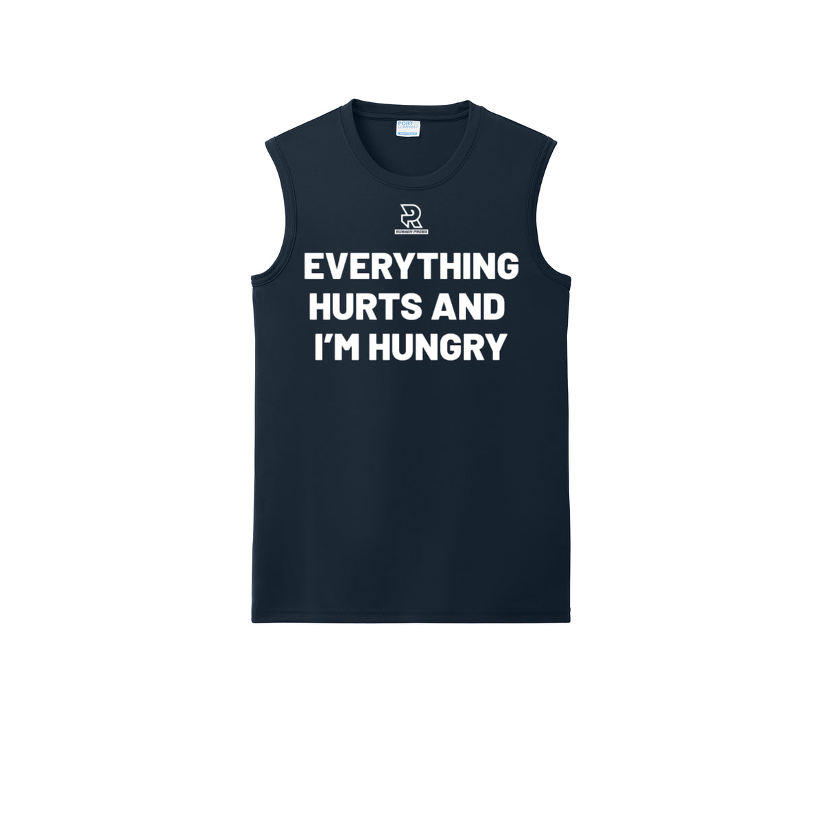 EVERYTHING HURTS AND I'M HUNGRY (White) - Sleeveless Performance Tee