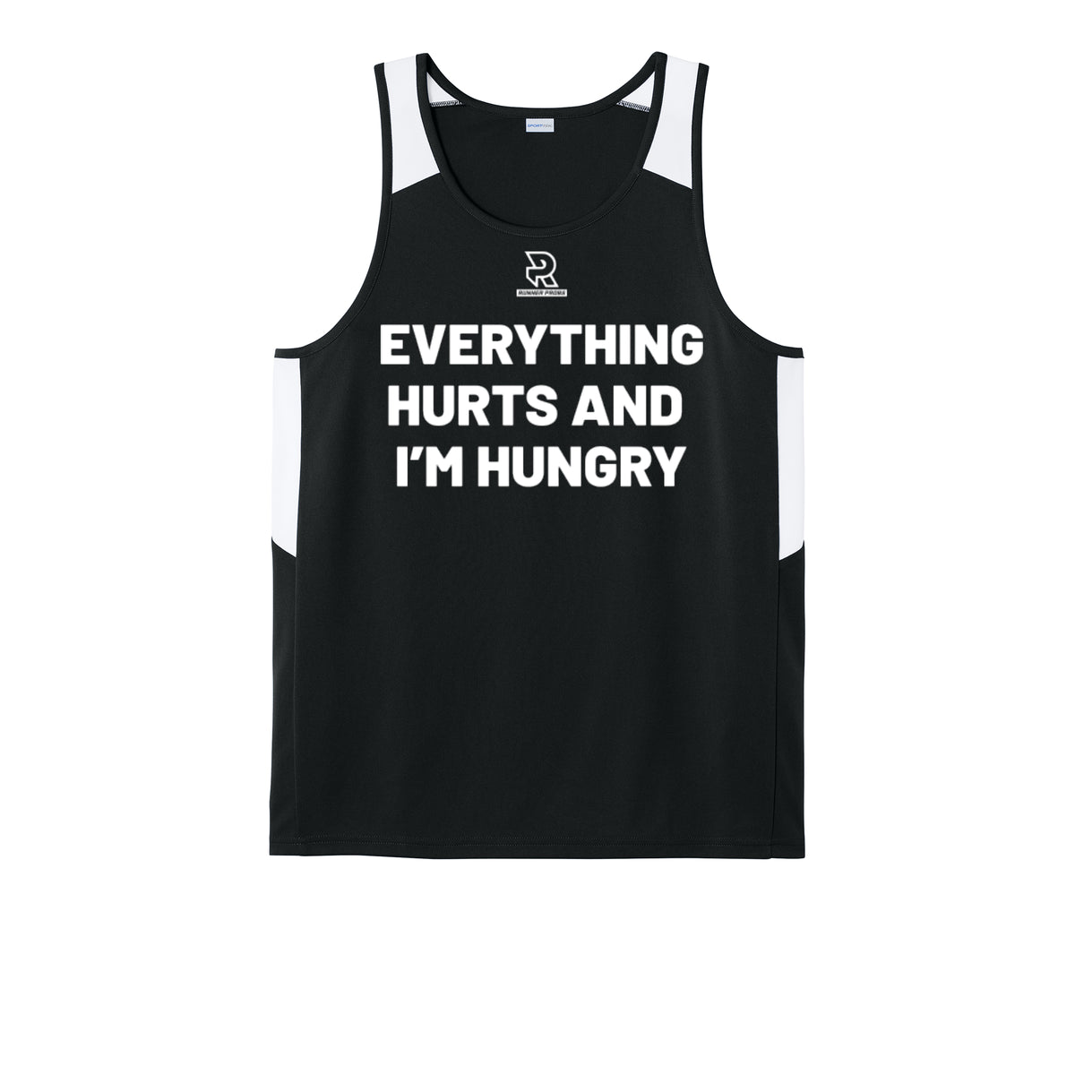 EVERYTHING HURTS AND I'M HUNGRY (White) - Mens Club Track Tank