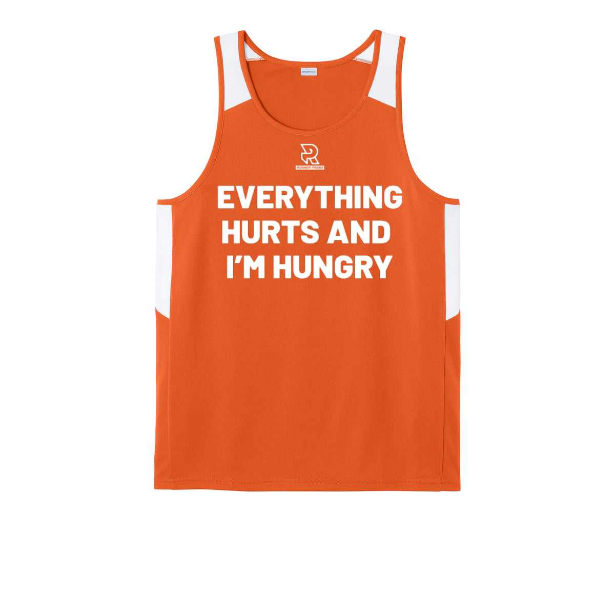 EVERYTHING HURTS AND I'M HUNGRY (White) - Mens Club Track Tank