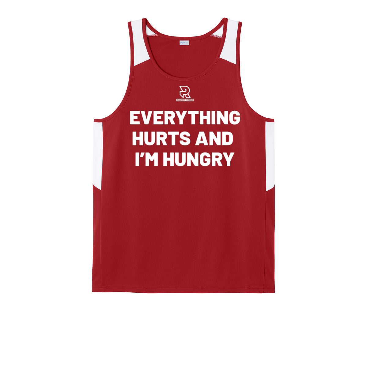 EVERYTHING HURTS AND I'M HUNGRY (White) - Mens Club Track Tank