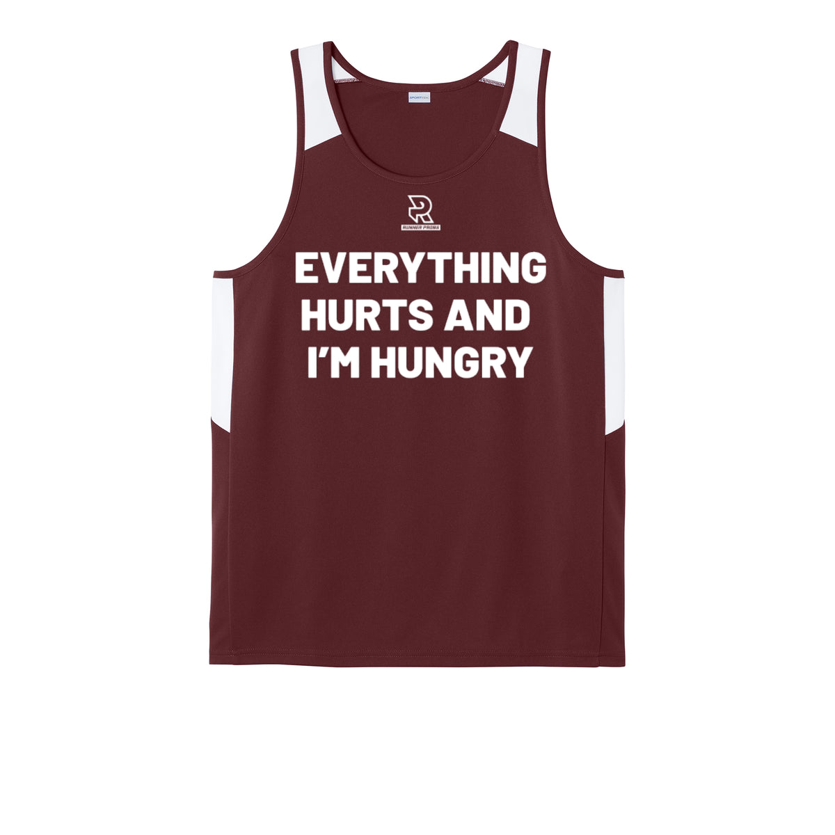 EVERYTHING HURTS AND I'M HUNGRY (White) - Mens Club Track Tank