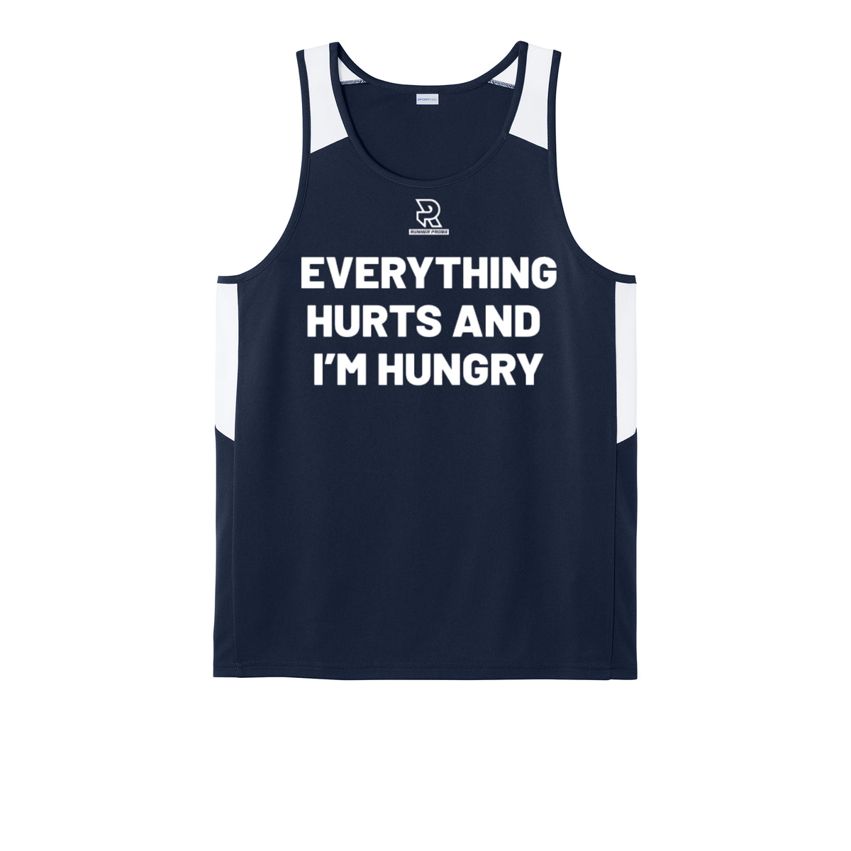 EVERYTHING HURTS AND I'M HUNGRY (White) - Mens Club Track Tank