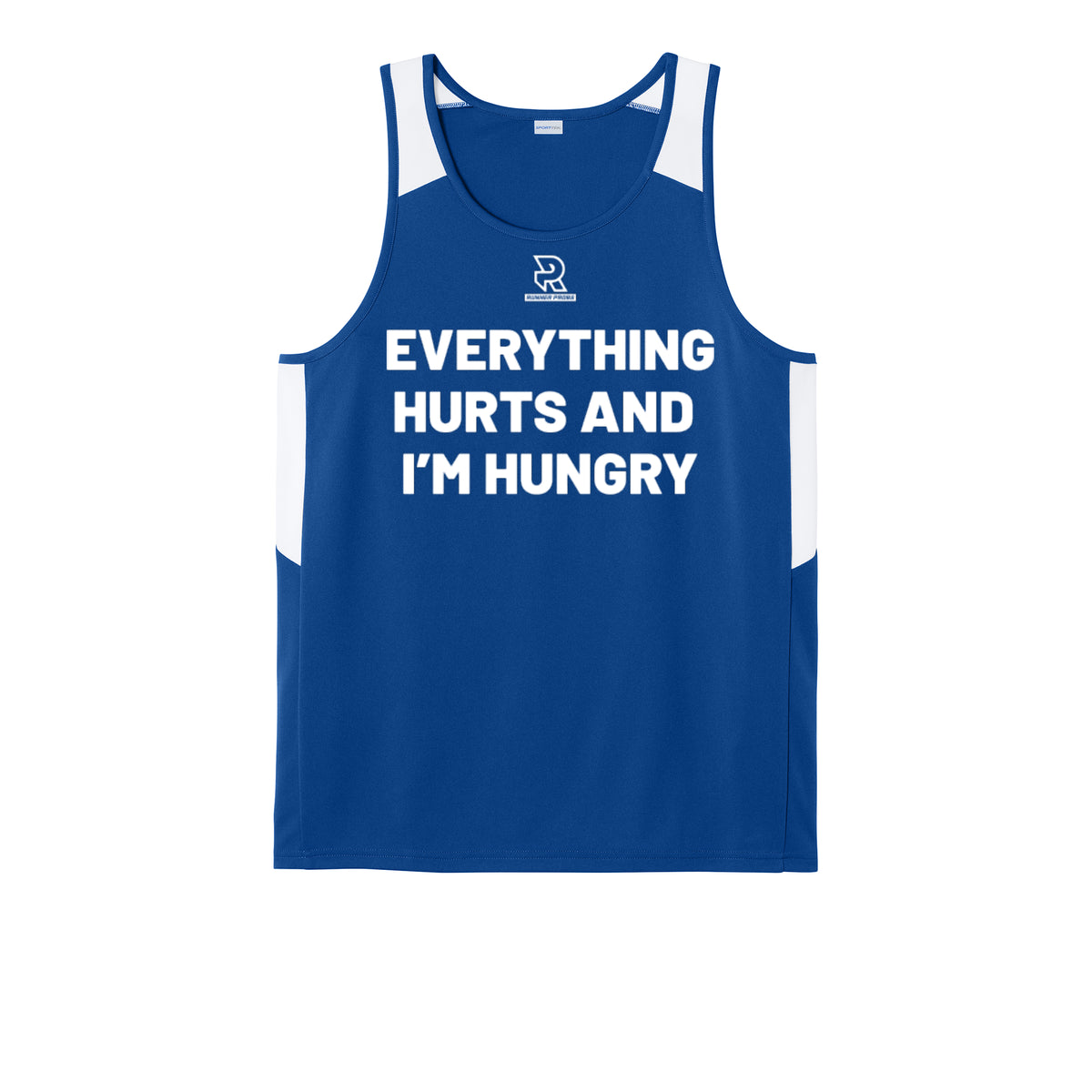 EVERYTHING HURTS AND I'M HUNGRY (White) - Mens Club Track Tank
