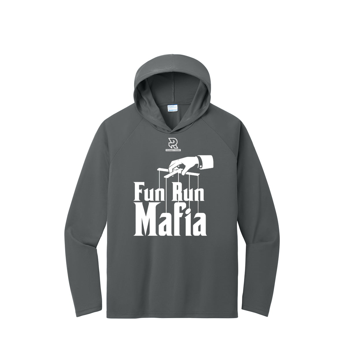 FUN RUN MAFIA(White) - Long Sleeve Hooded Performance Tee
