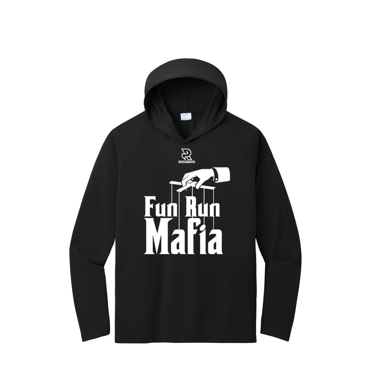 FUN RUN MAFIA(White) - Long Sleeve Hooded Performance Tee