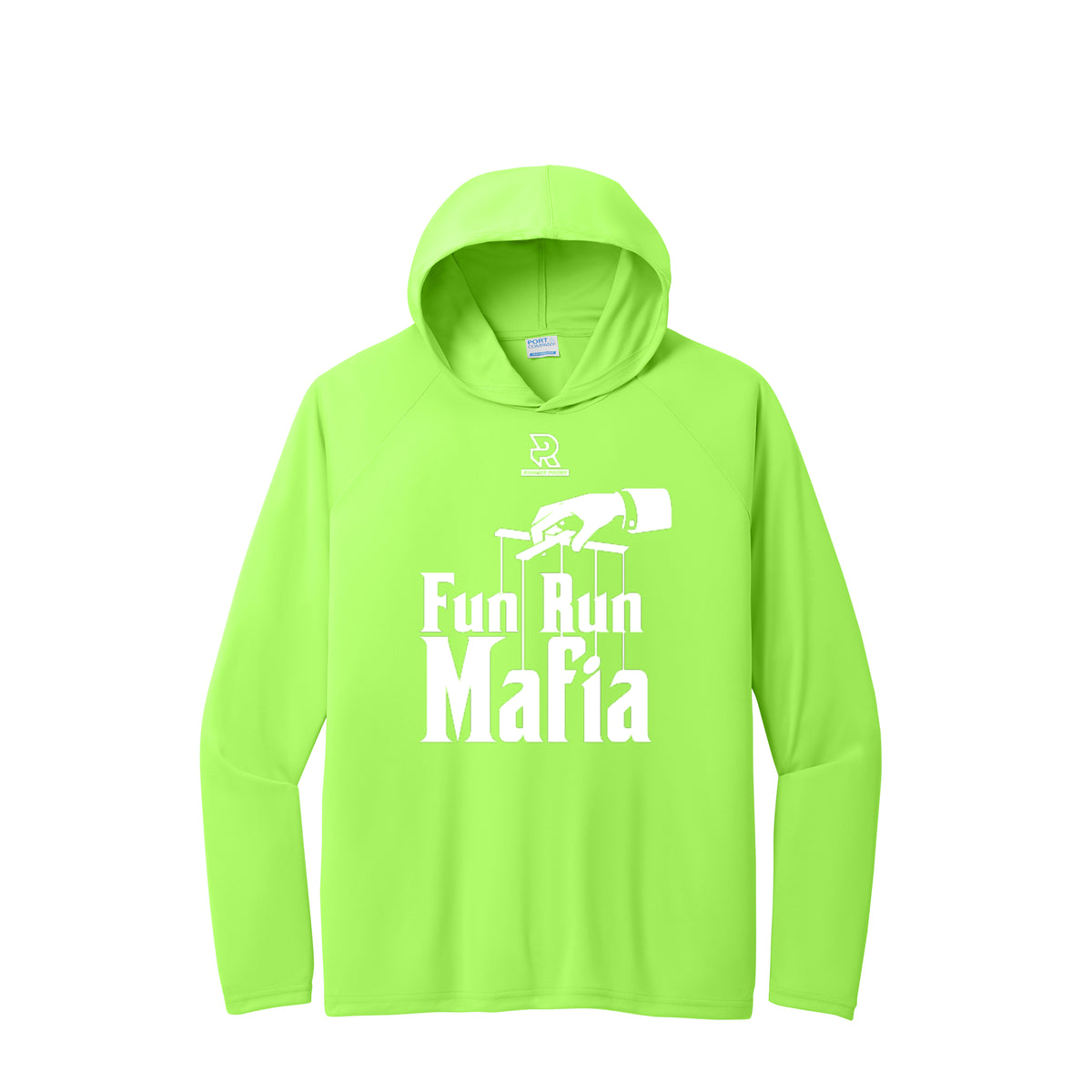 FUN RUN MAFIA(White) - Long Sleeve Hooded Performance Tee