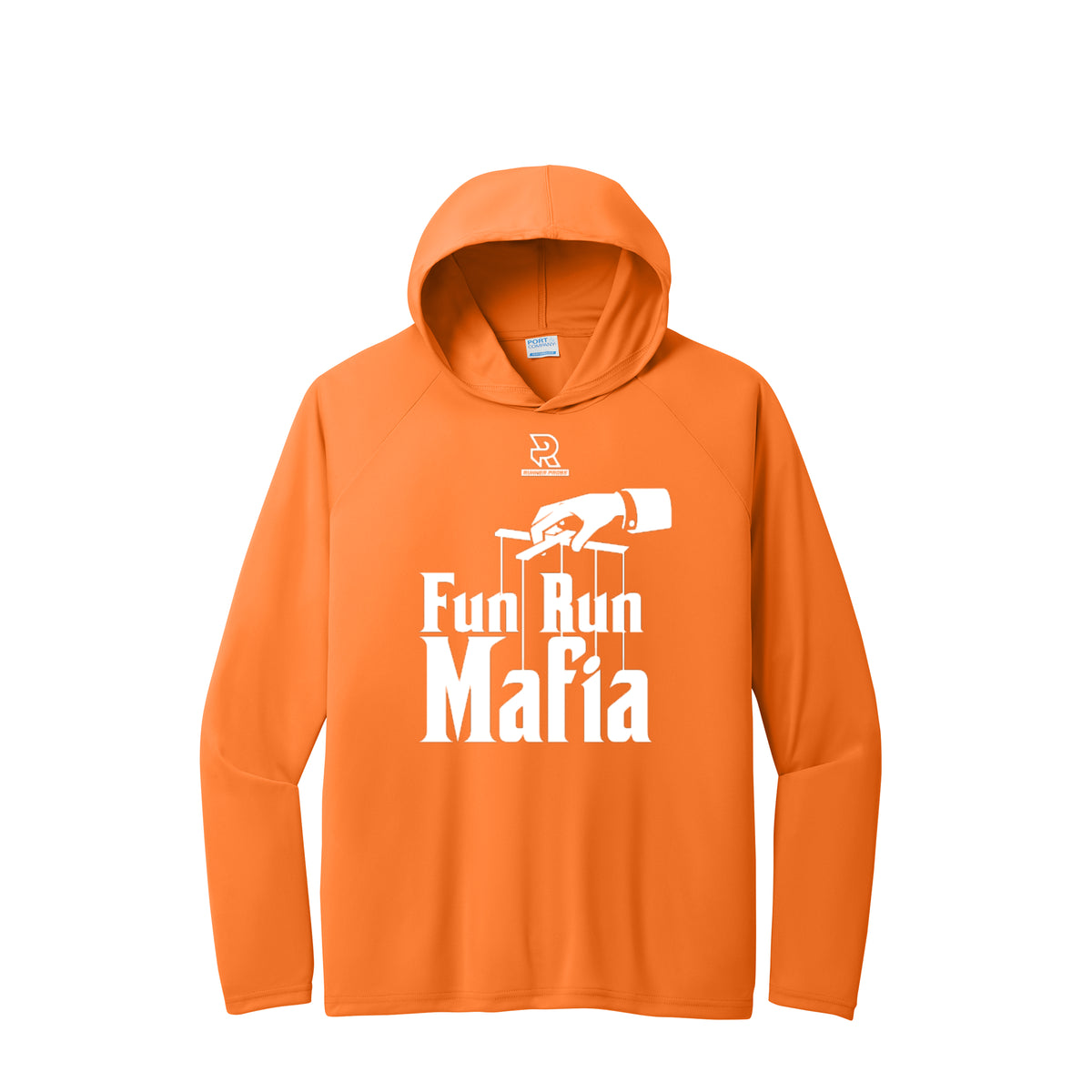FUN RUN MAFIA(White) - Long Sleeve Hooded Performance Tee