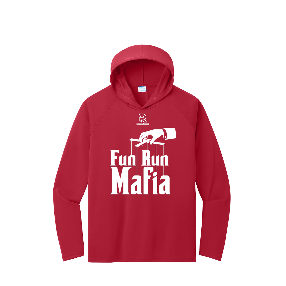 FUN RUN MAFIA(White) - Long Sleeve Hooded Performance Tee