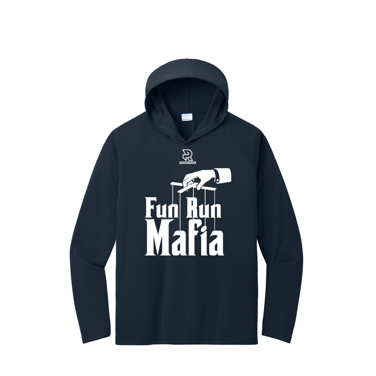FUN RUN MAFIA(White) - Long Sleeve Hooded Performance Tee