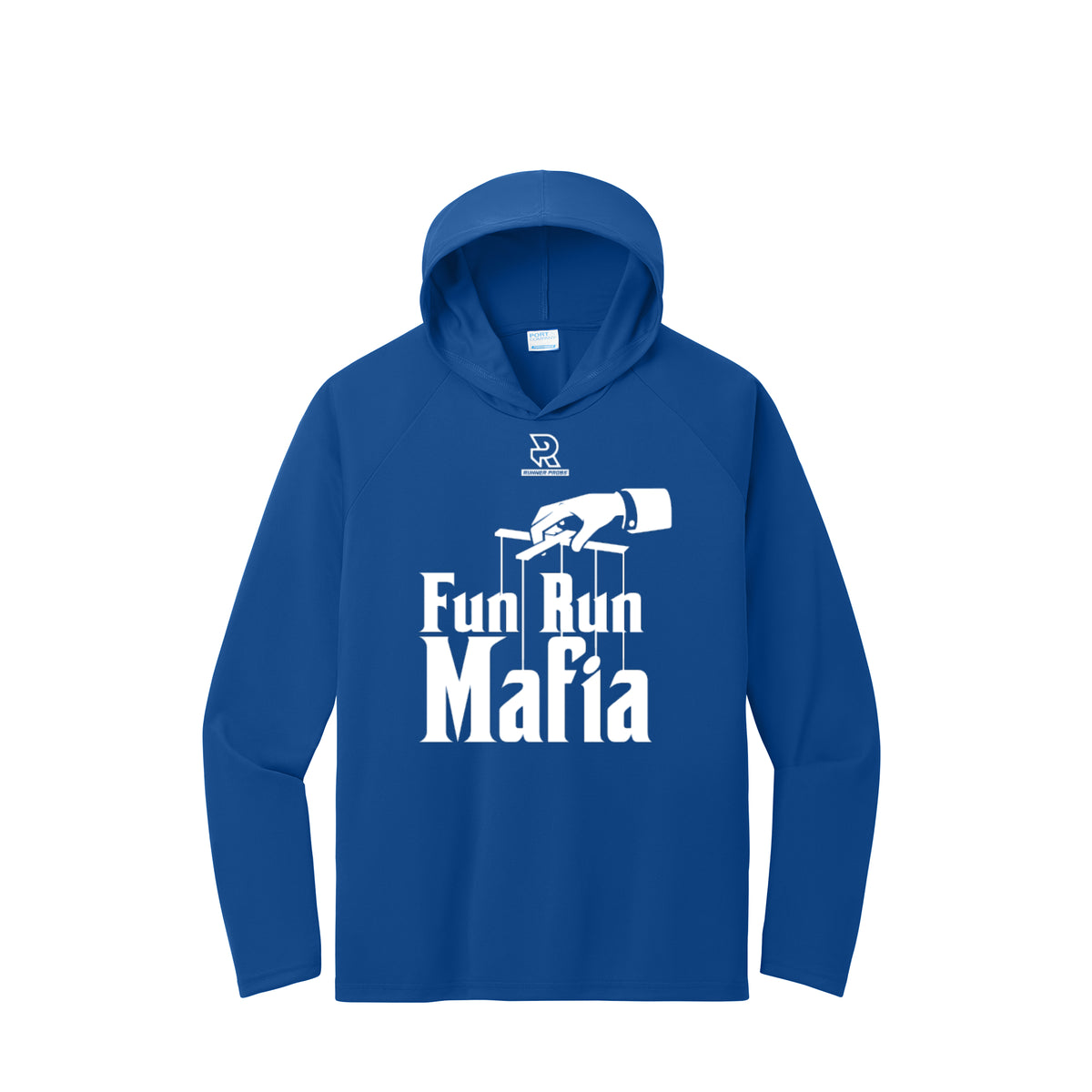 FUN RUN MAFIA(White) - Long Sleeve Hooded Performance Tee