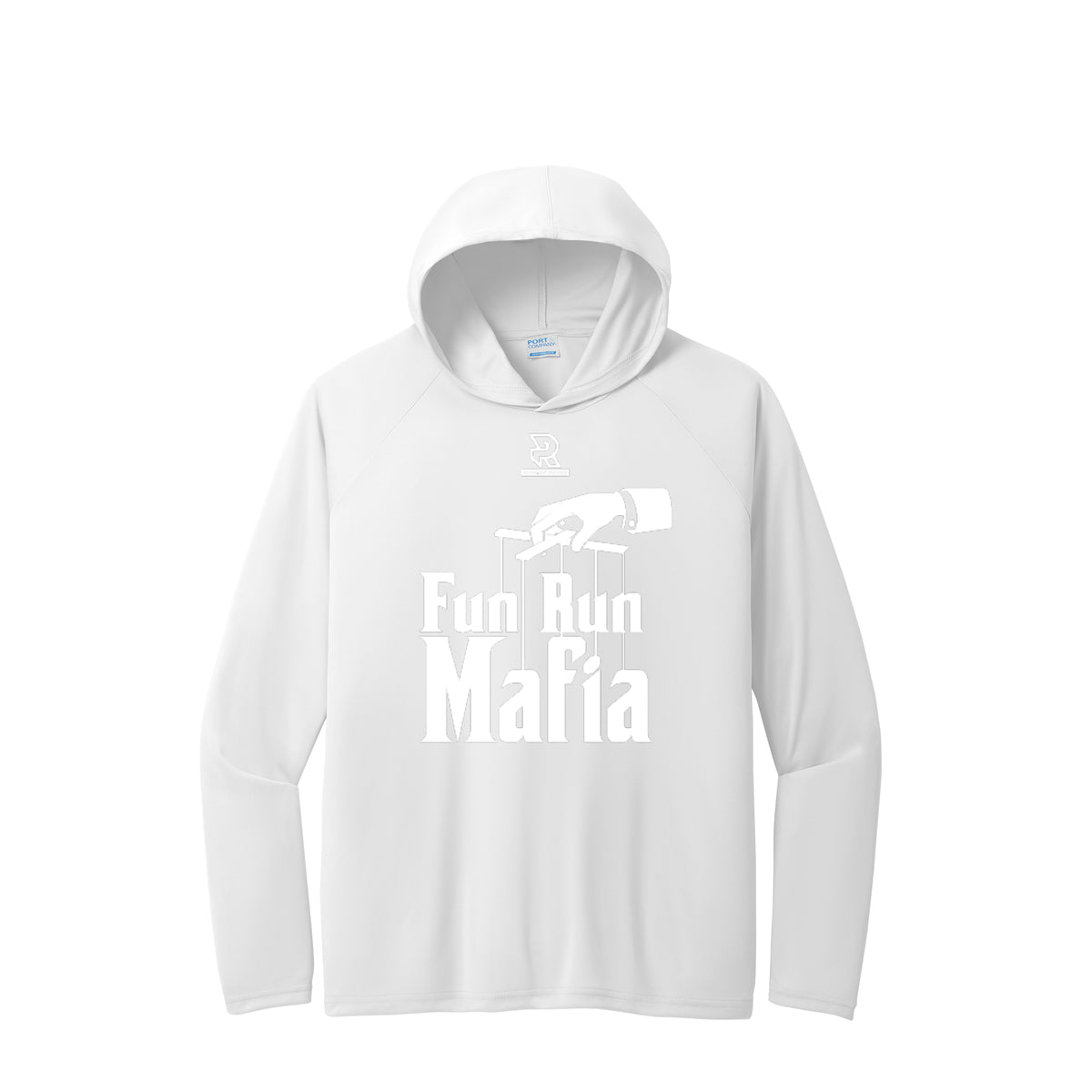 FUN RUN MAFIA(White) - Long Sleeve Hooded Performance Tee