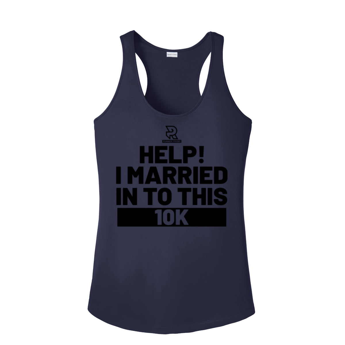 HELP! I MARRIED INTO THIS 10K (Black) - Womens Competitor Racerback Tank