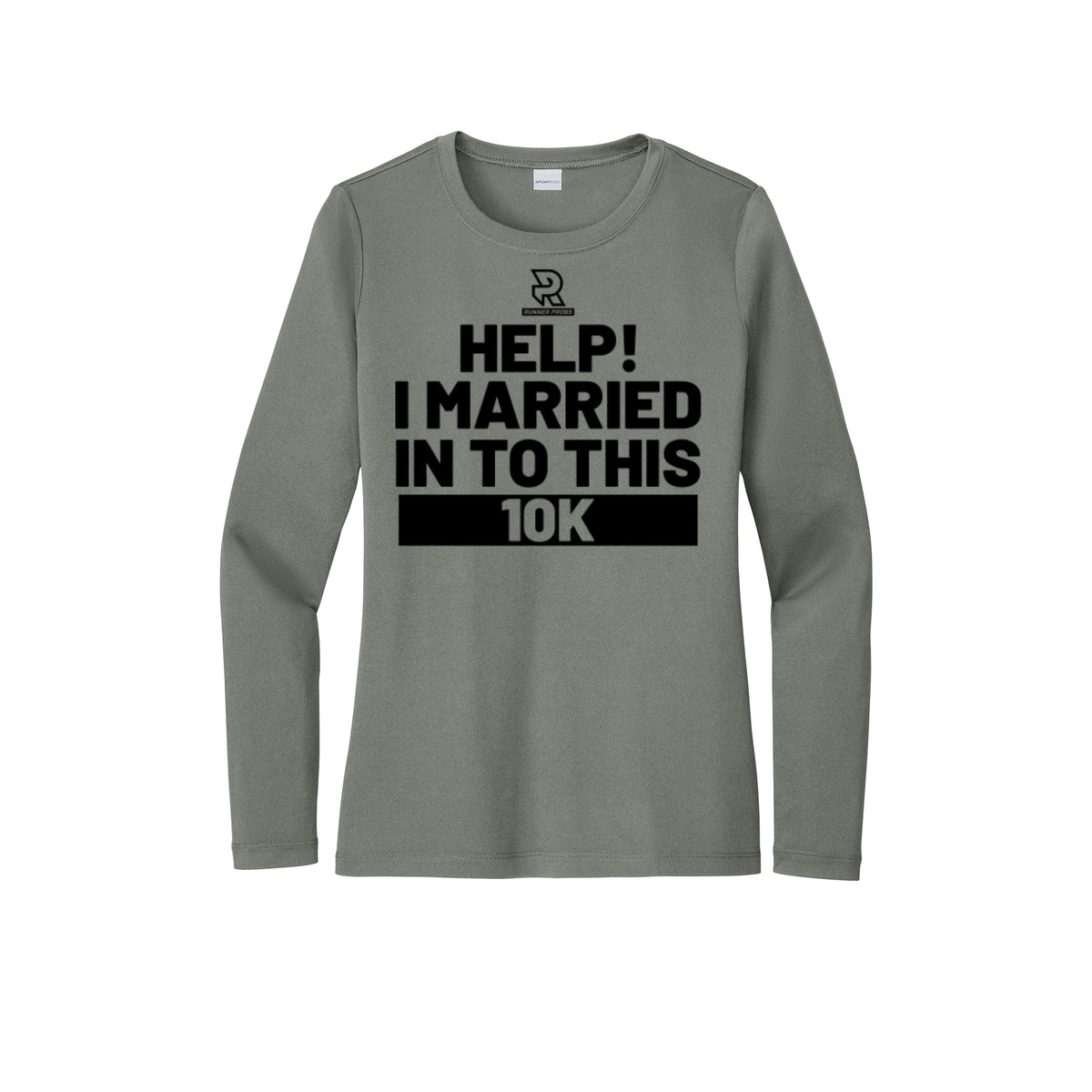HELP! I MARRIED INTO THIS 10K (Black) - Womens Pro Long Sleeve Performance Tee