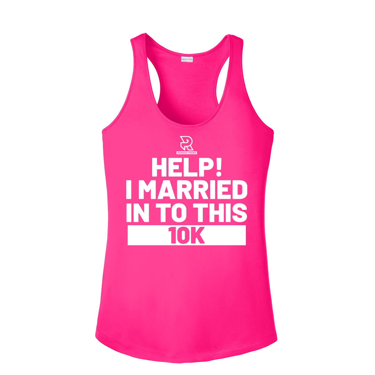 HELP! I MARRIED INTO THIS 10K (White) - Womens Competitor Racerback Tank