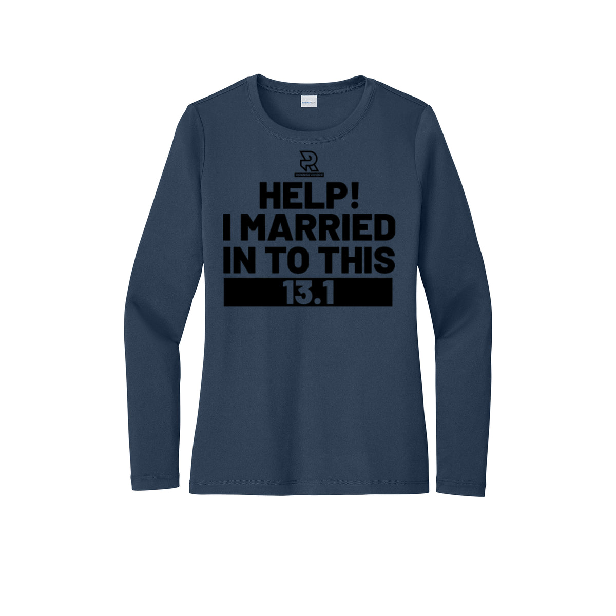 HELP! I MARRIED INTO THIS 13.1 (Black) - Womens Pro Long Sleeve Performance Tee