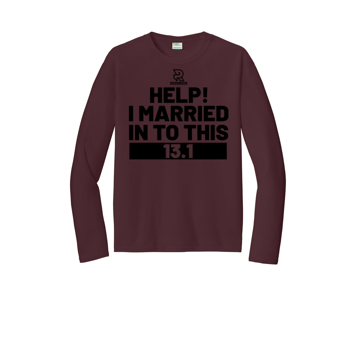 HELP! I MARRIED INTO THIS 13.1 (Black) - Long Sleeve Performance Tee