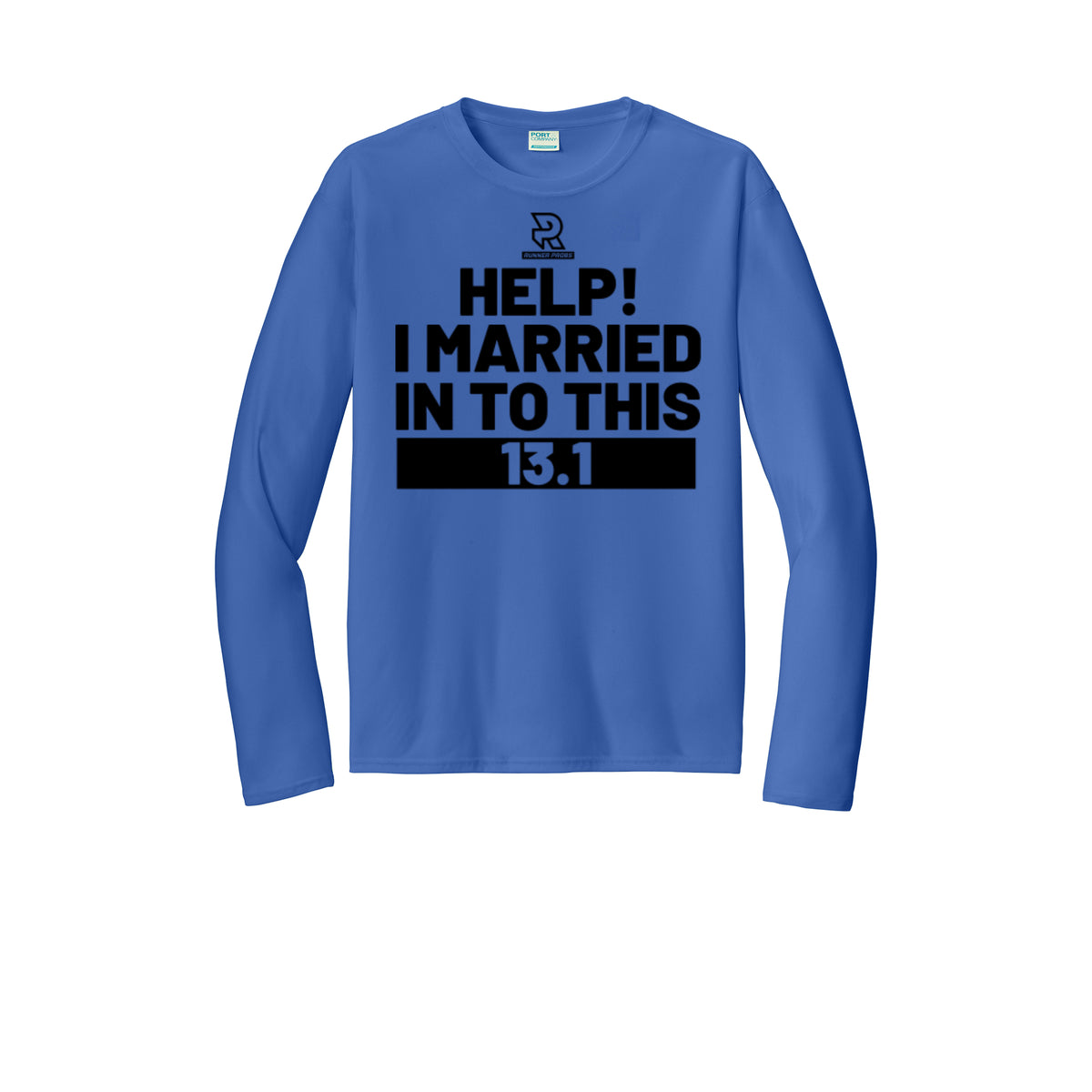 HELP! I MARRIED INTO THIS 13.1 (Black) - Long Sleeve Performance Tee
