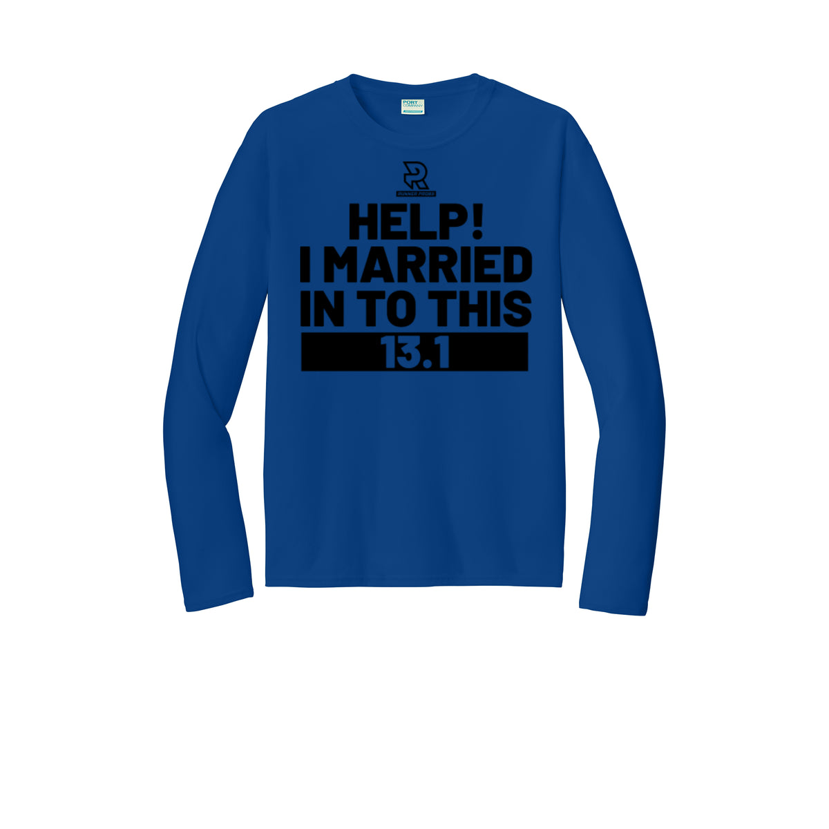 HELP! I MARRIED INTO THIS 13.1 (Black) - Long Sleeve Performance Tee