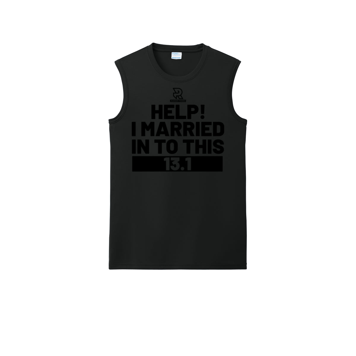 HELP! I MARRIED INTO THIS 13.1 (Black) - Sleeveless Performance Tee