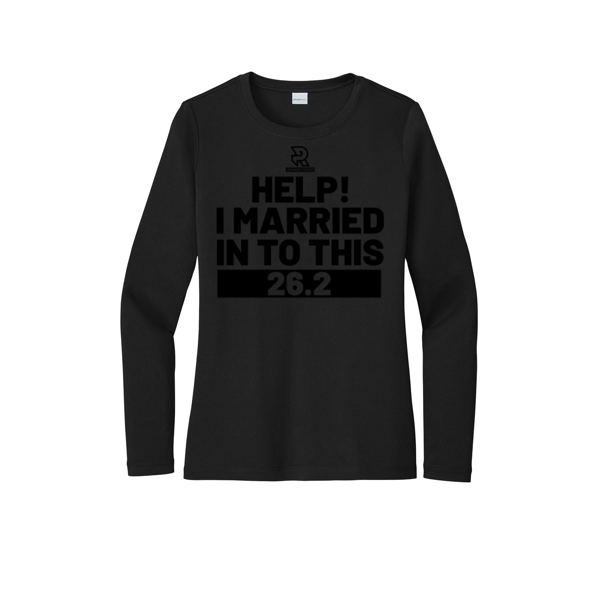 HELP! I MARRIED INTO THIS 26.2 (Black) - Womens Pro Long Sleeve Performance Tee