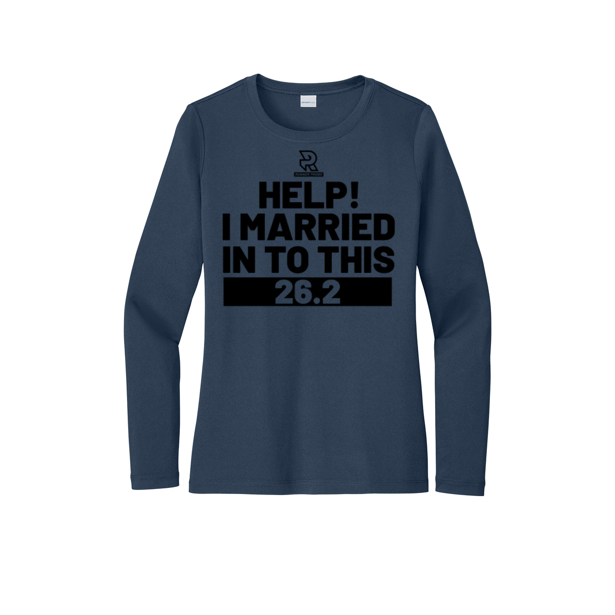 HELP! I MARRIED INTO THIS 26.2 (Black) - Womens Pro Long Sleeve Performance Tee