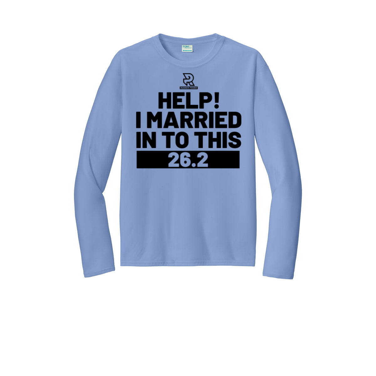 HELP! I MARRIED INTO THIS 26.2 (Black) - Long Sleeve Performance Tee