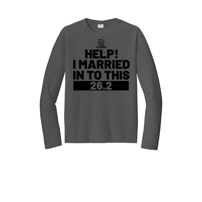HELP! I MARRIED INTO THIS 26.2 (Black) - Long Sleeve Performance Tee