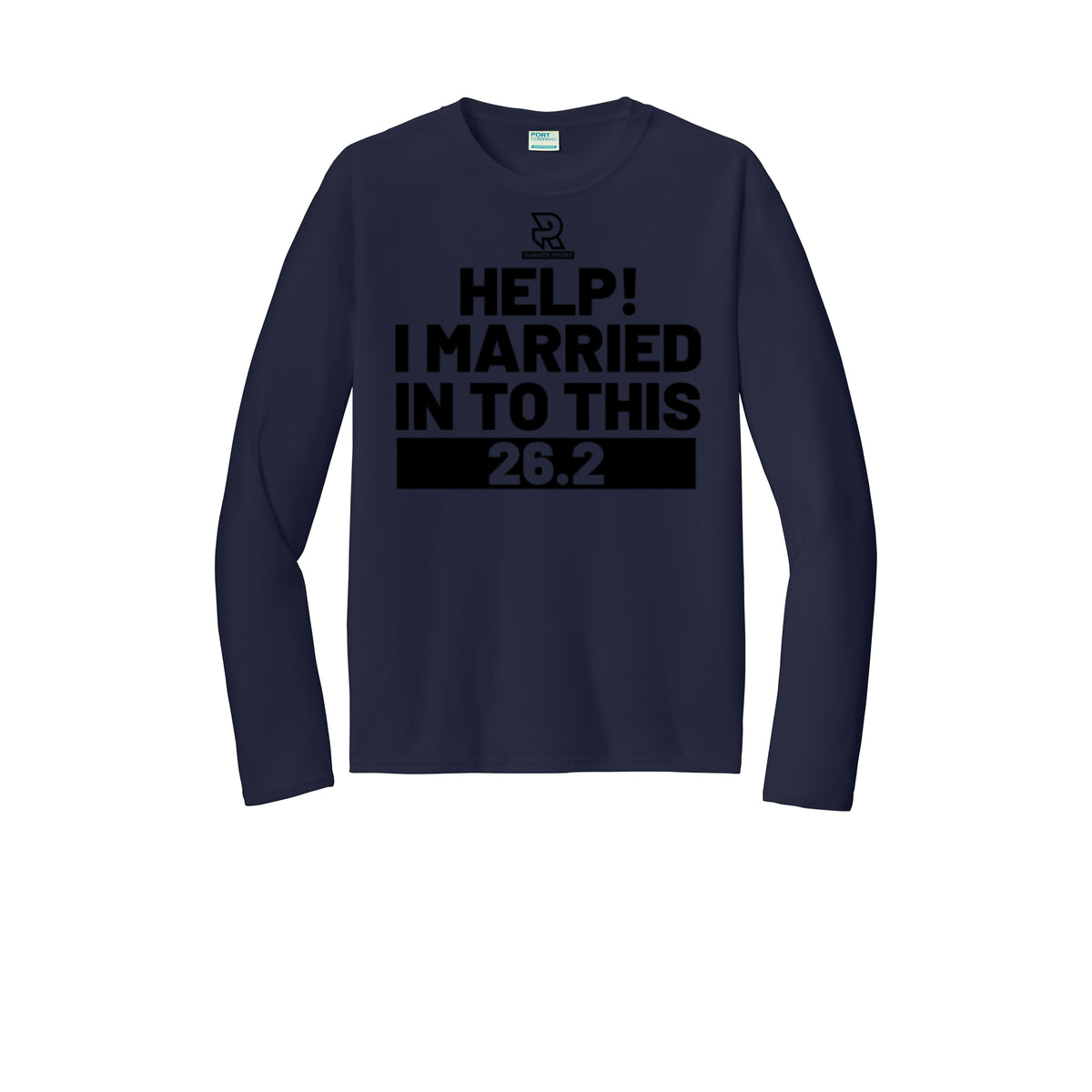 HELP! I MARRIED INTO THIS 26.2 (Black) - Long Sleeve Performance Tee
