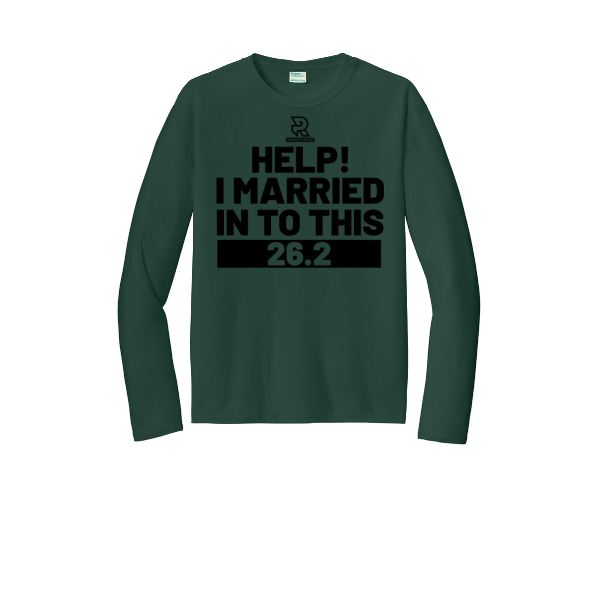 HELP! I MARRIED INTO THIS 26.2 (Black) - Long Sleeve Performance Tee