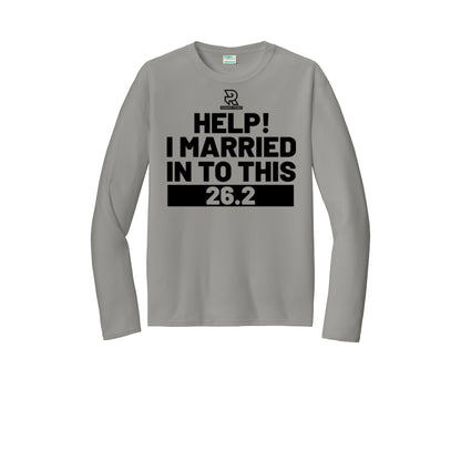 HELP! I MARRIED INTO THIS 26.2 (Black) - Long Sleeve Performance Tee
