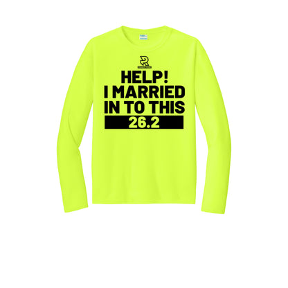 HELP! I MARRIED INTO THIS 26.2 (Black) - Long Sleeve Performance Tee