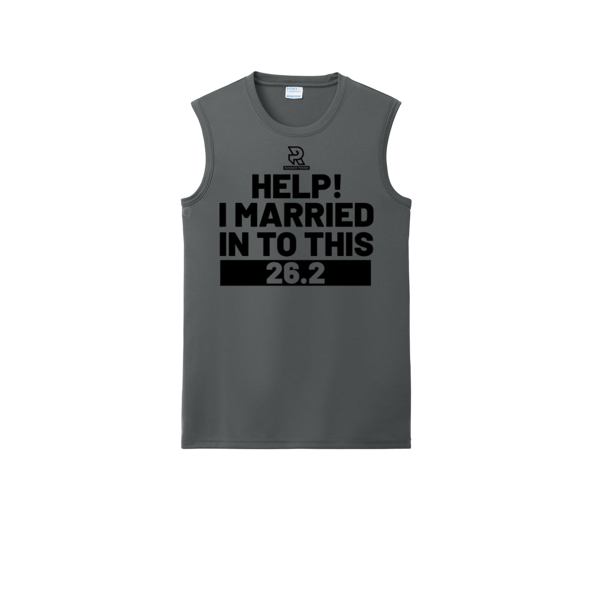 HELP! I MARRIED INTO THIS 26.2 (Black) - Sleeveless Performance Tee