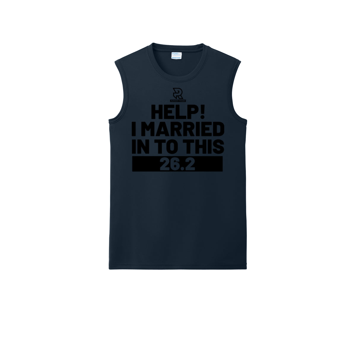 HELP! I MARRIED INTO THIS 26.2 (Black) - Sleeveless Performance Tee