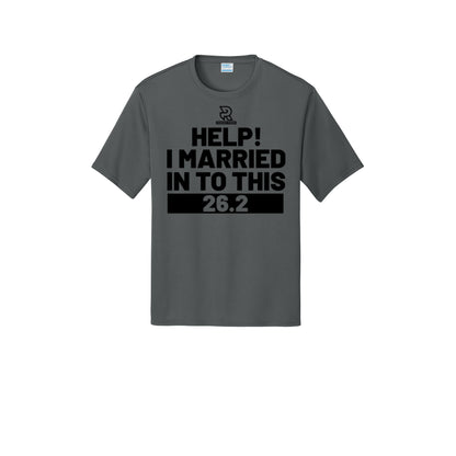 HELP! I MARRIED INTO THIS 26.2 (Black) - Short Sleeve Performance Tee