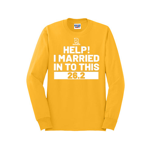 HELP! I MARRIED INTO THIS 26.2 (White) - Long Sleeve 50/50 Tee