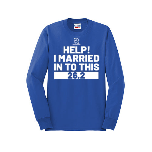 HELP! I MARRIED INTO THIS 26.2 (White) - Long Sleeve 50/50 Tee