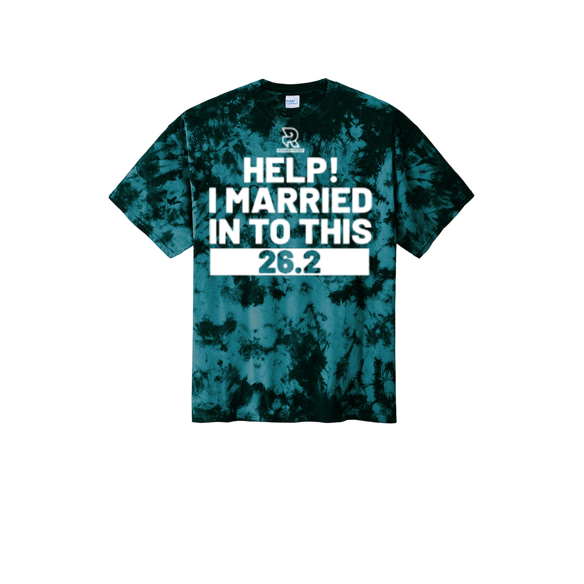HELP! I MARRIED INTO THIS 26.2 (White) - Short Sleeve Tie Dye Cotton Tee