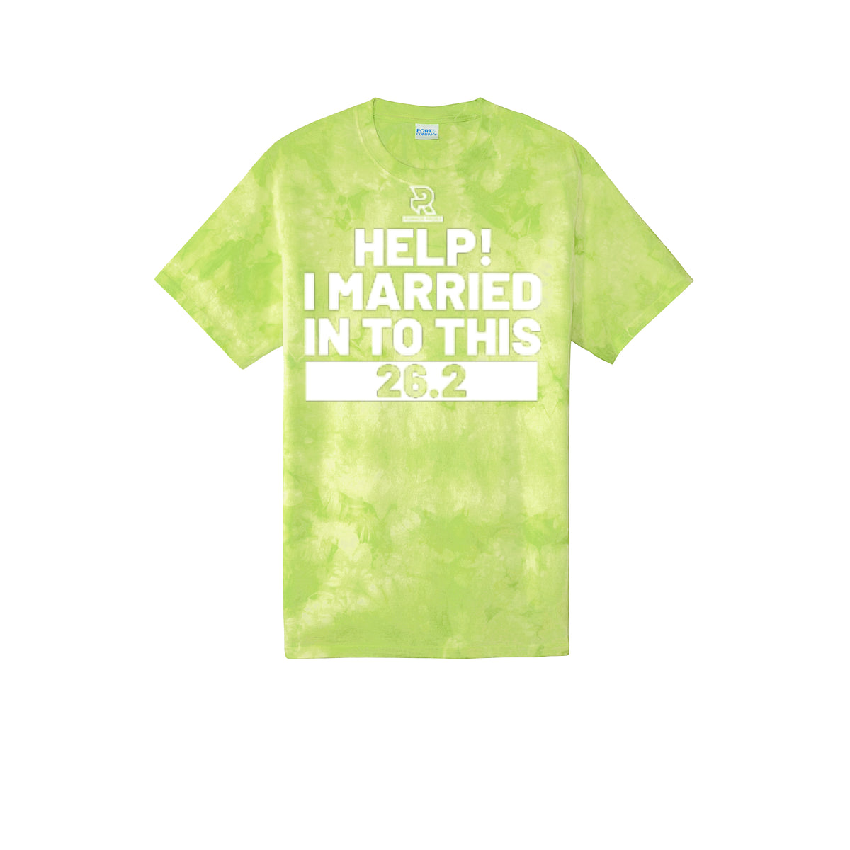 HELP! I MARRIED INTO THIS 26.2 (White) - Short Sleeve Tie Dye Cotton Tee
